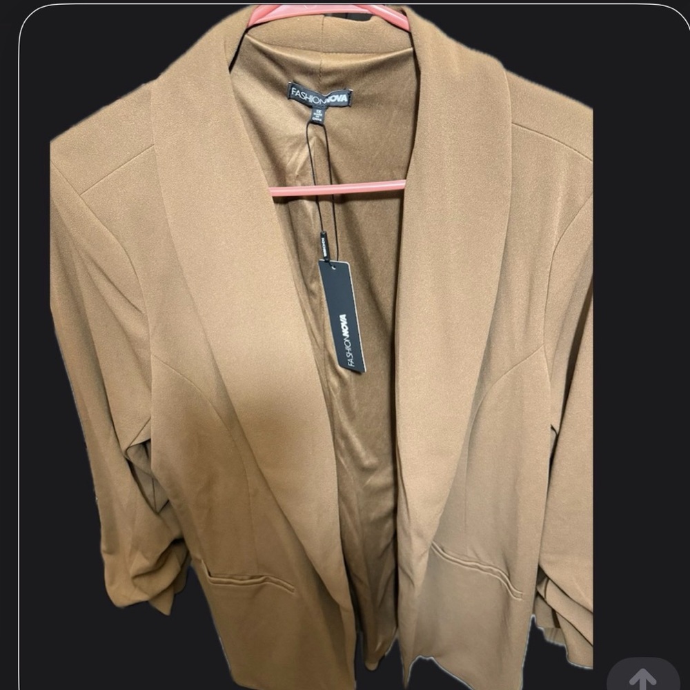 🔥New!Fashion Nova Brown Open-Front Blazer